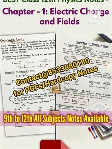Class 12 Physics Chapter 1 Handwritten Notes | Electric Charges & Fields | Best Notes by Saalik Sir