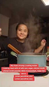 My Asian Hmong Cooking recipe Cooking meat with oil with salt; sugar; chicken broth