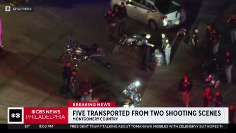 At least 5 taken to the hospital after two separate shootings in Montgomery County, Pennsylvania