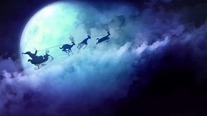 Santa And Reindeer Flying In Clouds Live Wallpaper - MoeWalls