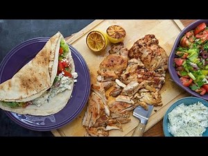 Chicken Pitas with Greek Salsa and Zucchini Tzatziki