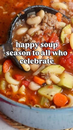 Italian sausage soup with crusty bread is my favorite fall comfort meal! Recipe ⬇️ | Just A Pinch Recipes