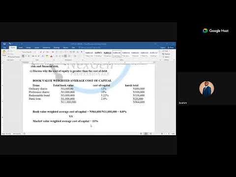 FM- COST OF CAPITAL FINAL REVEIW - BOOK VALUE WEIGHTED AVERAGE