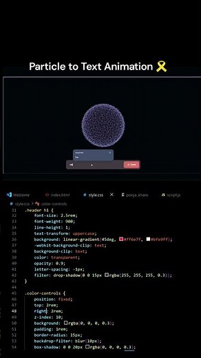 💫Particles to 3D Text Animation Using HTML, css and Javascript 🌙💫