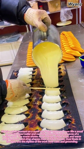bread making process | hand dropping dough into molds on rural farm daily