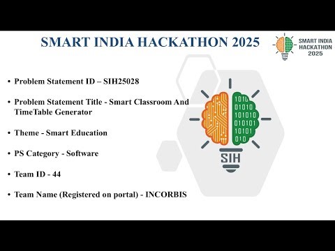 Smart Classroom & Timetable Generator | SIH 2025 Idea Presentation | Team INCORBIS