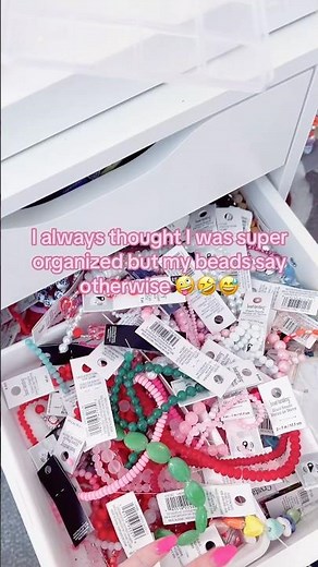 Before organizing🤭🫨!!! #smallbusiness #beads #braceletbusiness #beadtok