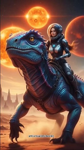 Gorgeous Lady Riding an Alien Lizard 🛸 | The Frontier Queen | Cinematic AI Short #Shorts