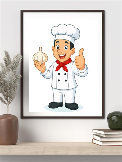 Fat Italian Chef Holding Garlic Digital Download Kitchen Decor - Etsy