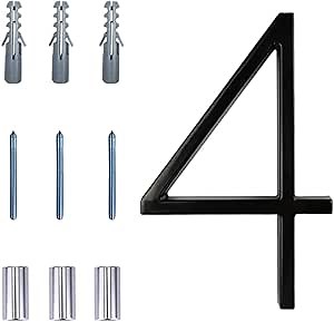Floating Modern House Numbers 5 inch, Deamos Zinc Alloy Home Address Number for Outside House with Reflective Paint Finish Black, Floating Mount or Flush Mount
