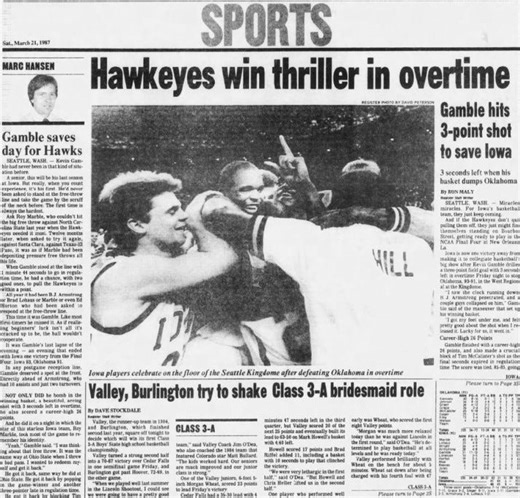 Who was on the 1987 Iowa Hawkeyes basketball roster?
