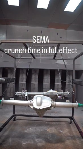 @prismaticpowders burnt rootbeer and clear on these axels and components getting ready for @semashow #fyp #powdercoating #stayspooled | StaySpooled