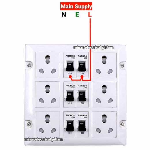 6 MCB 6 Sockets Complete Wiring #photographer #lighting #electricboardwiring #mcbboardconnection | minar electrical pitlam