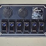 8 Gang Marine Boat Rocker Switch Panel Waterproof, 12V/24volt 5pin On-Off Toggle Switch Panel with 3.1A Dual USB Charger 15A Fuse Blue LED Light Also Suitable for Automotive Car RV UTV Truck