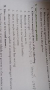 Give two examples of each of the following: Kharif cropsMe... | Filo