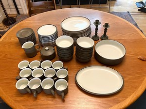 Rare Complete Vintage Denby Chevron Stoneware Dinnerware Set – 66 Pieces – Matte Sage - Etsy