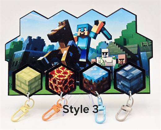 Gamer Mining Key Organizer - Artist Series Wall Mount With 4 Matching Keychains - Etsy