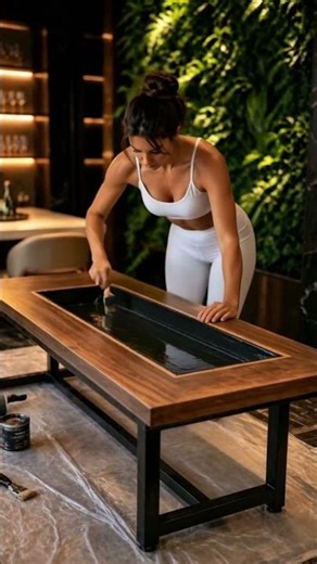 Luxury Indoor Jungle Dining Table Build 🌿 Glass Top Living Table Transformation #shorts