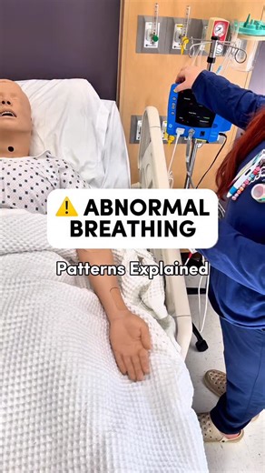 Amanda Draayer on Instagram: "🫁 BREATHING PATTERNS 🫁 you need to know! The NCLEX exam can test you on abnormal breathing patterns related to key medical conditions. Examples below: ✨K✨ Kussmauls = Ketosis in DKA ✨C ✨ Cheyne-Stokes = CHF or stroke ✨B✨ Biot’s breathing = Brain damage or injury ✨H✨ Hyperventilation = High anxiety & panic ⚠️ NCLEX TIP: Eupnea is “Normal Breathing” with a rate of 12-20 breaths/min. Happy Studying! XO Nurse Amanda ❤️ Thank you so much for being here! Hope everyone i