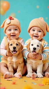 Twin Babies Dancing with Puppies - Cutest Video on the Internet!