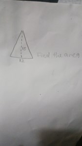 Find the area of the triangle with base 12 and height 15.... | Filo