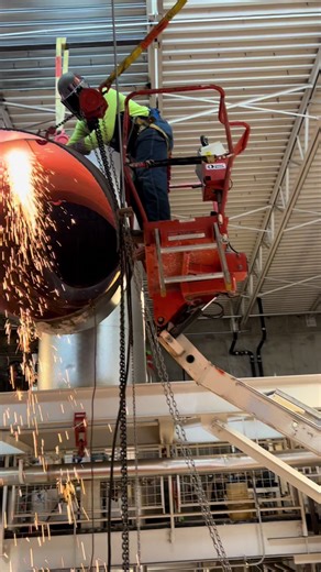 Last piece of demo done on this high temp water boiler. We’ll be back in a month to start piping the new one. #boilermaker #boiler #retrofit #bluecollar #bluecollarshit #pipefitter #pipewelder #steamfitter #welder