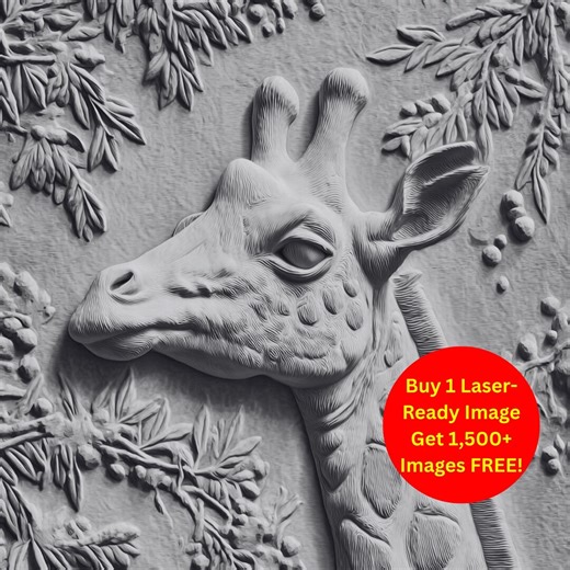 Giraffe Head Bas Relief Engraving | Wildlife Laser Cut Design | 3D Illusion Animal Art PNG for Glowforge - Etsy