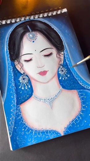 Beautiful bride drawing 💙✨💙ll girl drawing #art#drawing#shorts