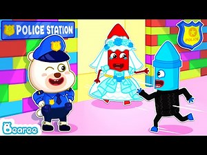 Bearee Tales 🐾📘🧸 Police Bearee Helps Bride Crayon and Groom Crayon Reunite | Cartoon for Kids