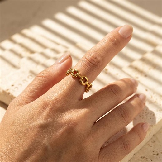 Gold Strap Chain Ring Stainless Steel Minimalist Watch Band Style Dainty Jewelry Gift - Etsy
