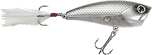 Lunkerhunt Popper Fishing Lure with Feathered Tail Hook | Impact Crush | Topwater Hard Bait Fishing Lure for Bass Fishing | Popping Action generates Disturbance Attract Bass Trout and Pike Saltwater