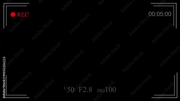 Camera recording screen overlay with a digital display and timer, featuring a DSLR camera frame on a black background. Ideal for video production, capturing footage, and creating realistic recording e Stock Video