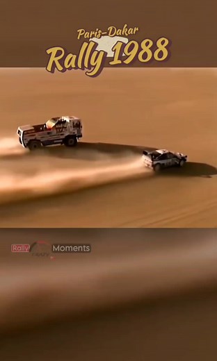 😲🔥The 1988 Paris-Dakar Rally was one for the ages. Watch the 1,200-horsepower Turbo Twin DAF truck of Jan de Rooy and Ari Vatanen's Peugeot 405 T16 chase each other across the Nigerian Ténéré at 125 mph. #rallymoment #rallycar #dakar @roccocarshd | Rally crazy moments