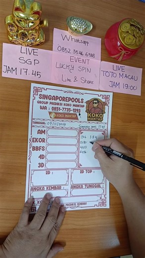Prediksi Singapore Pools & Toto Macau 19:00, merapat gaesss ada Event Lucky Spin Berhadiah | Koko Mantap