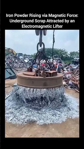 Iron Powder Rising via Magnetic Force: Underground Scrap Attracted by an Electromagnetic Lifter