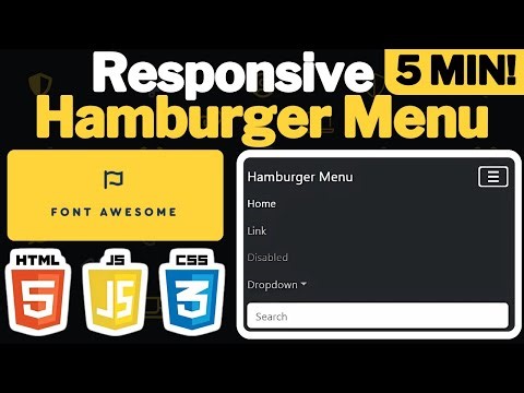 How To Build Responsive Hamburger Menu Using FontAwesome | HTML, CSS, JS