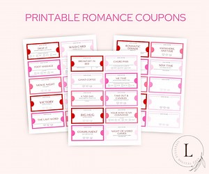 30 Printable Love Romance Coupons INSTANT DOWNLOAD, Last Minute Gift, Valentines Day, Birthday, Anniversary, Fun, Gift for Her, Gift for Him - Etsy
