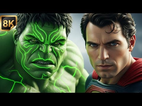 Epic Battle Hulk and Superman futuristic city Battle