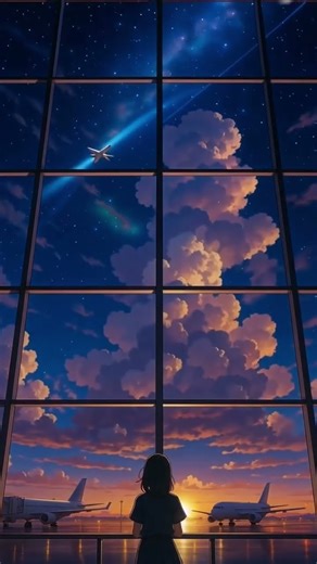 “Dreamy Airport Sunset | Anime Sky Aesthetic (4K)”