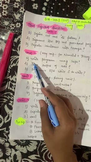 MOST EXPECTED QUESTIONS JAVA OOP | BCA SEM 2 🎯 HIGH SCORING TOPICS 💯 “OS IMPORTANT QUESTIONS ❤️‍🔥