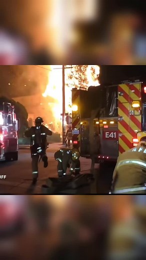 Firefighters Battle a Towering Inferno as Highly Flammable Italian Cypress Trees Erupt in Flames Next to a House. #firerescuetm #firefighter Visit Widely Trusted Firefighter Gifts Brand 👉 firerescuetm.com | Firerescuetm