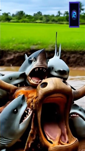 cow covered in huge angry sharks saved by rescue team #humanity #animals #cow #rescueanimals