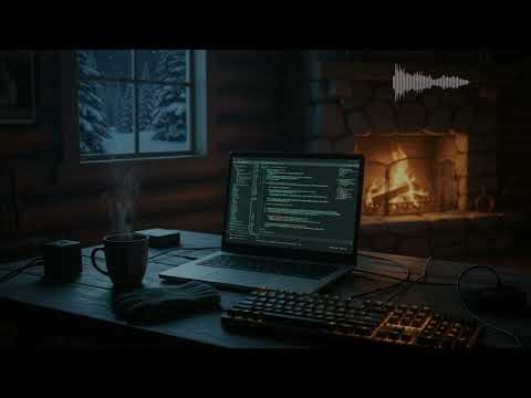 The Coder's Cabin: Dark Winter Fireside Coding with Lofi Focus Chillhop