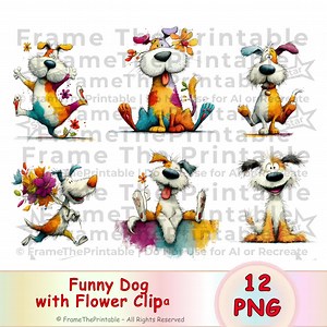 Lustiger Hund Clipart Set, wunderliche Aquarell Hunde Illustration, niedlicher spielerischer Welpe PNG für Karten Handwerk Dekor, 12 PNG - Etsy.de