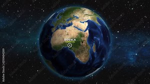 CAMEROON DOUALA ZOOM IN FROM SPACE
