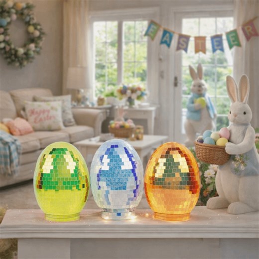 LABAICAI Easter Theme Glass Disco Egg Ball Shimmering Effect Adorable Reflective Mirror Ball Creative Decorative Easter Mirror Ball Festive Decor | Lazada PH