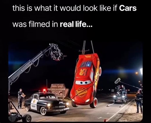 Frank the Disney Dad - Family trips, Disney History & Nostalgia on Instagram: "What if Cars was filmed like a real Hollywood movie? Behind the scenes of a version Pixar never made. The detail in this is wild. Credit: @gromtvshow (Check them out) #pixar #carsmovie #disneycontent"