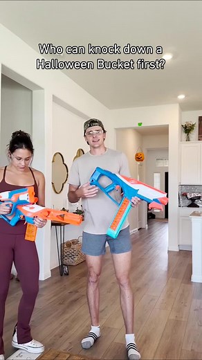 Nerf Halloween Trickshots Challenge: Pumpkin Knockdown