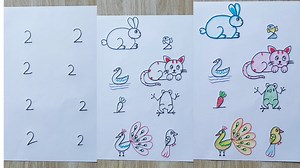 4.5M views · 24K reactions | How to draw pictures with number 2 for kids easy method | Easy drawing for kids with number 2 | Priyanka creative guru | Facebook