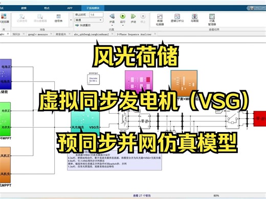 风光荷储网虚拟同步机（VSG）预同步并网simulink仿真模型